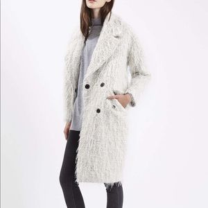 Topshop Premium Wool Blend Brushed Formal Coat in White